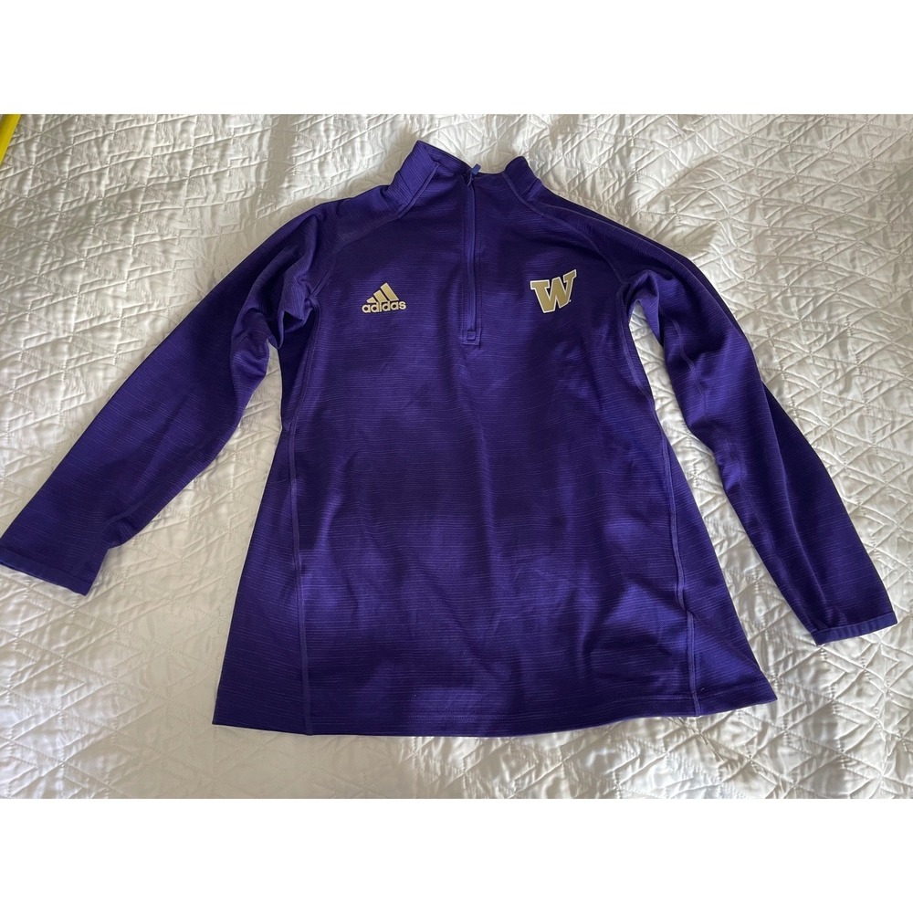 Adidas Quarter Zip UW Huskies Purple Performance Pullover Size Large